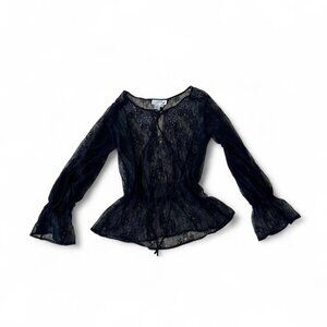 Long sleeve flower lace blouse with sequin